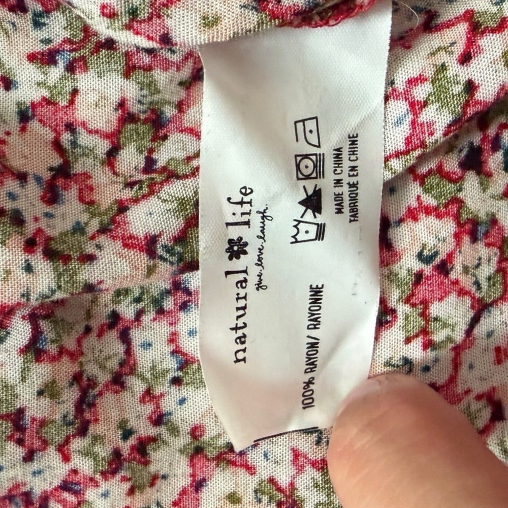 Natural Life Red Stella Mini Floral Babydoll Dress XS/S Cottagecore Garden Party - Picture 8 of 9